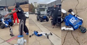 Basketball star Kyrie Irving gets into an altercation with a Unitree G1 humanoid robot, and it doesn't end well for the little machine.